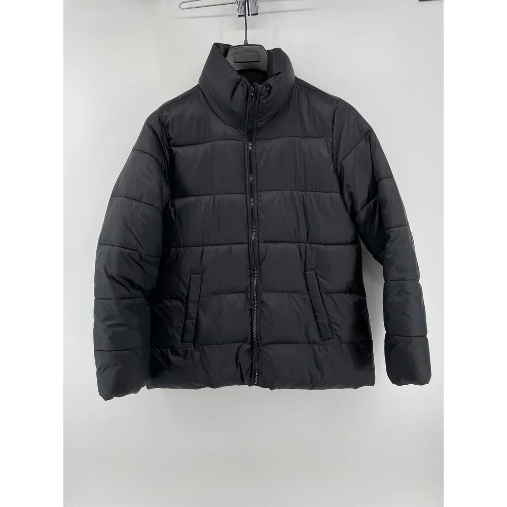 Old Navy Puffer Jacket Womens‎ Size Medium Black Quilted Full Zip Funnel Neck